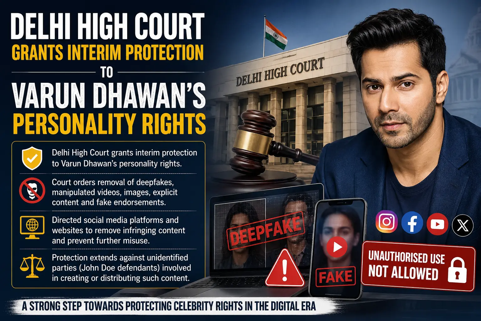 Delhi High Court Grants Interim Protection To Varun Dhawan’s Personality Rights, Orders Removal Of Deepfakes And Unauthorised Content